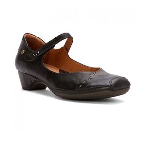Picolinos Black Leather Mary Jane Shoes with Ankle Strap Size 8.5